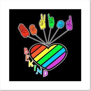 Be Kind rainbow colorful signs language Posters and Art